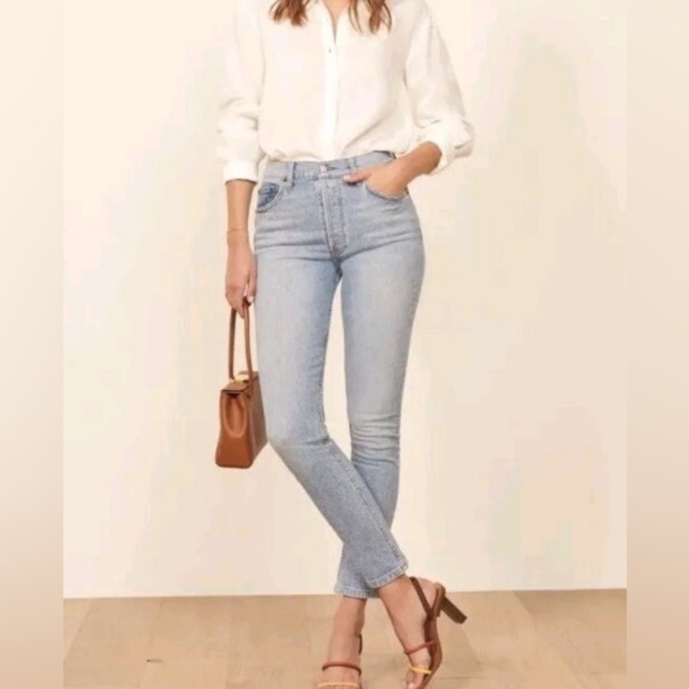 Reformation - Serena High Rise Skinny Jeans in Montego Blue Wash Denim
